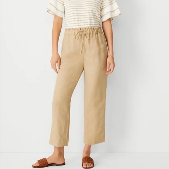 ANN TAYLOR Easy Straight Ankle Pant In Linen Blend - Picture 2 of 5